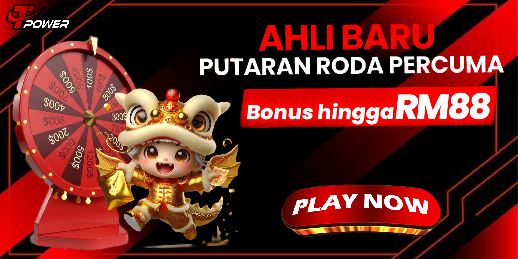 Bonus Ahli Baru Tpower Putaran Roda Percuma Sehingga RM88